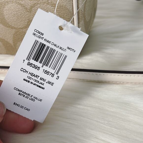 💃NWT Coach Mini Jamie Camera Bag In Signature Canvas With Heart Print - Picture 8 of 8